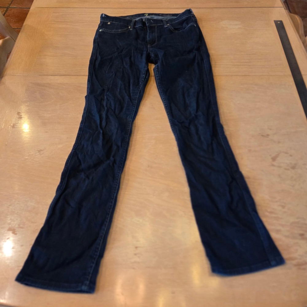 7 For All Mankind The Modern Straight Jeans Dark Wash Blue Low Rise Size 29